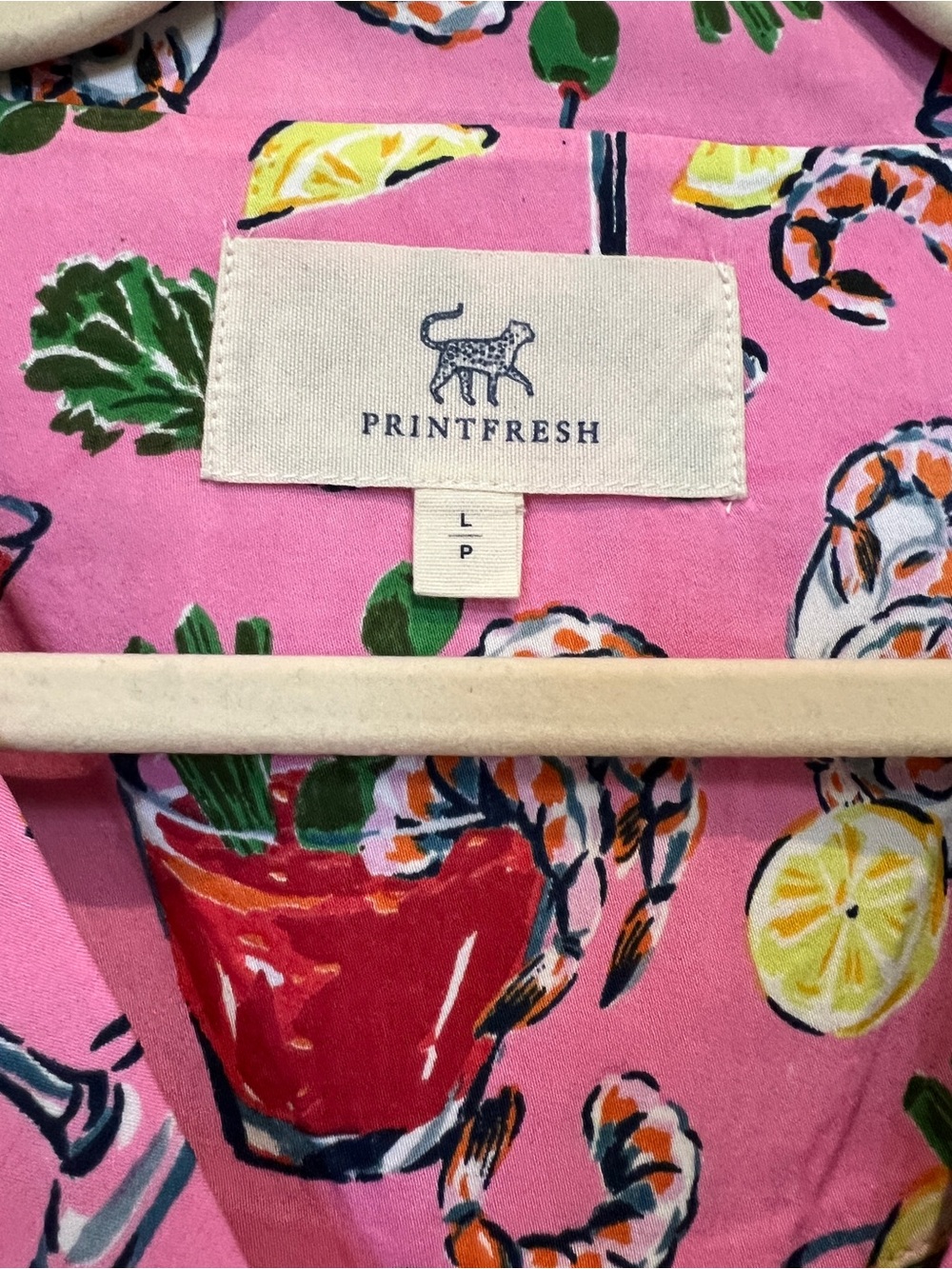 Printfresh Shrimp Cocktail Petite Eco Satin Wildest Dream PJ Set in Parlor Pink